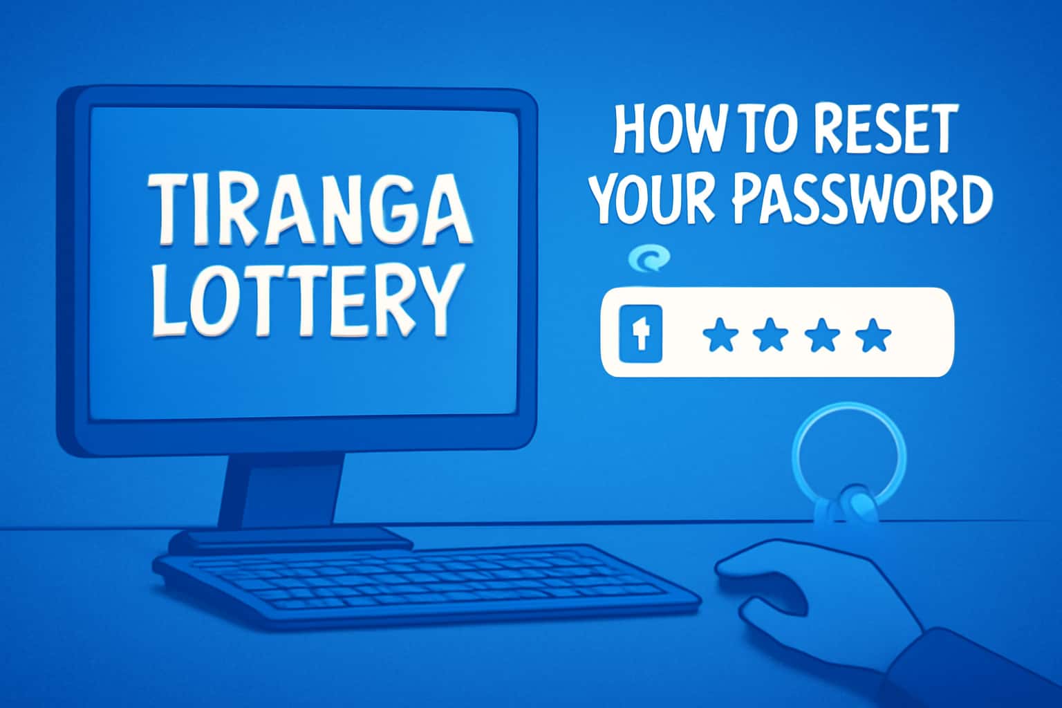 An instructional visual representation on resetting the Tiranga Lottery password.