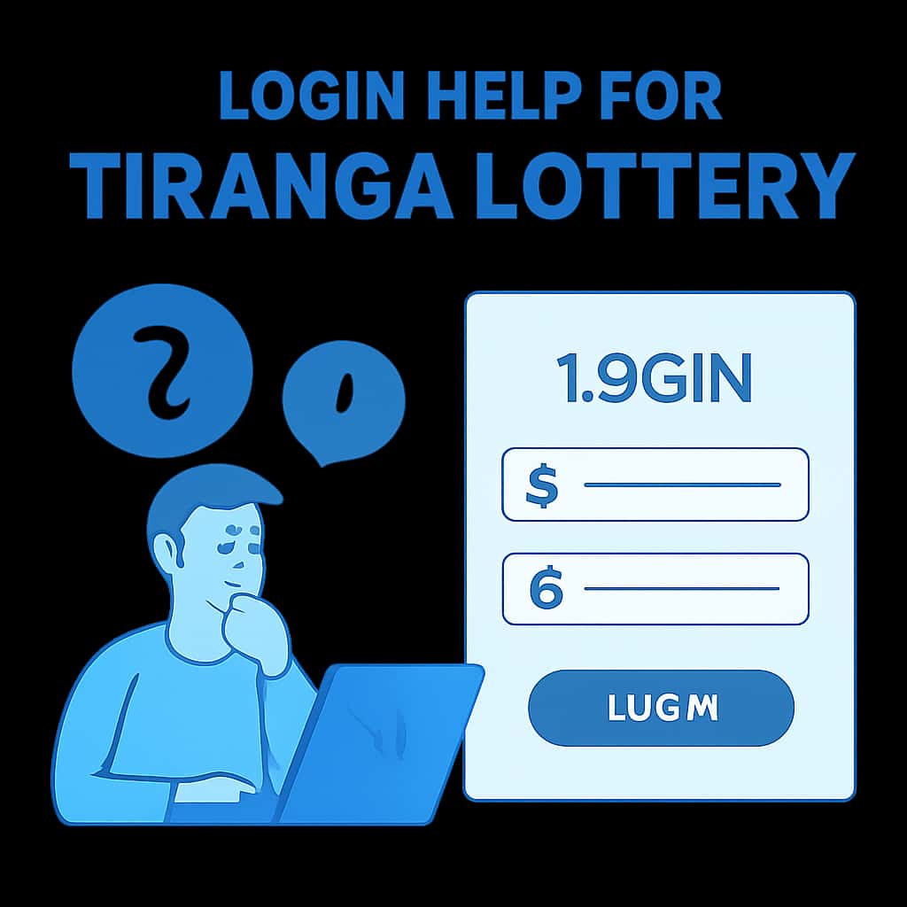 An educational diagram illustrating the login process for Tiranga Lottery.
