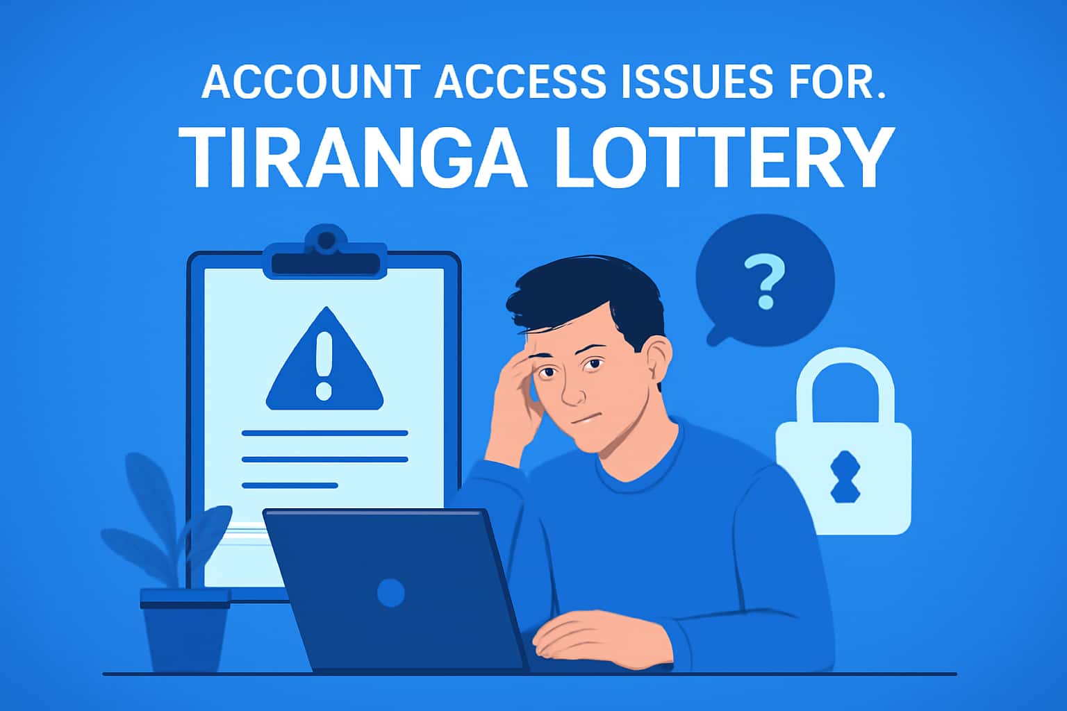 An informative scene displaying account access issues for Tiranga Lottery.