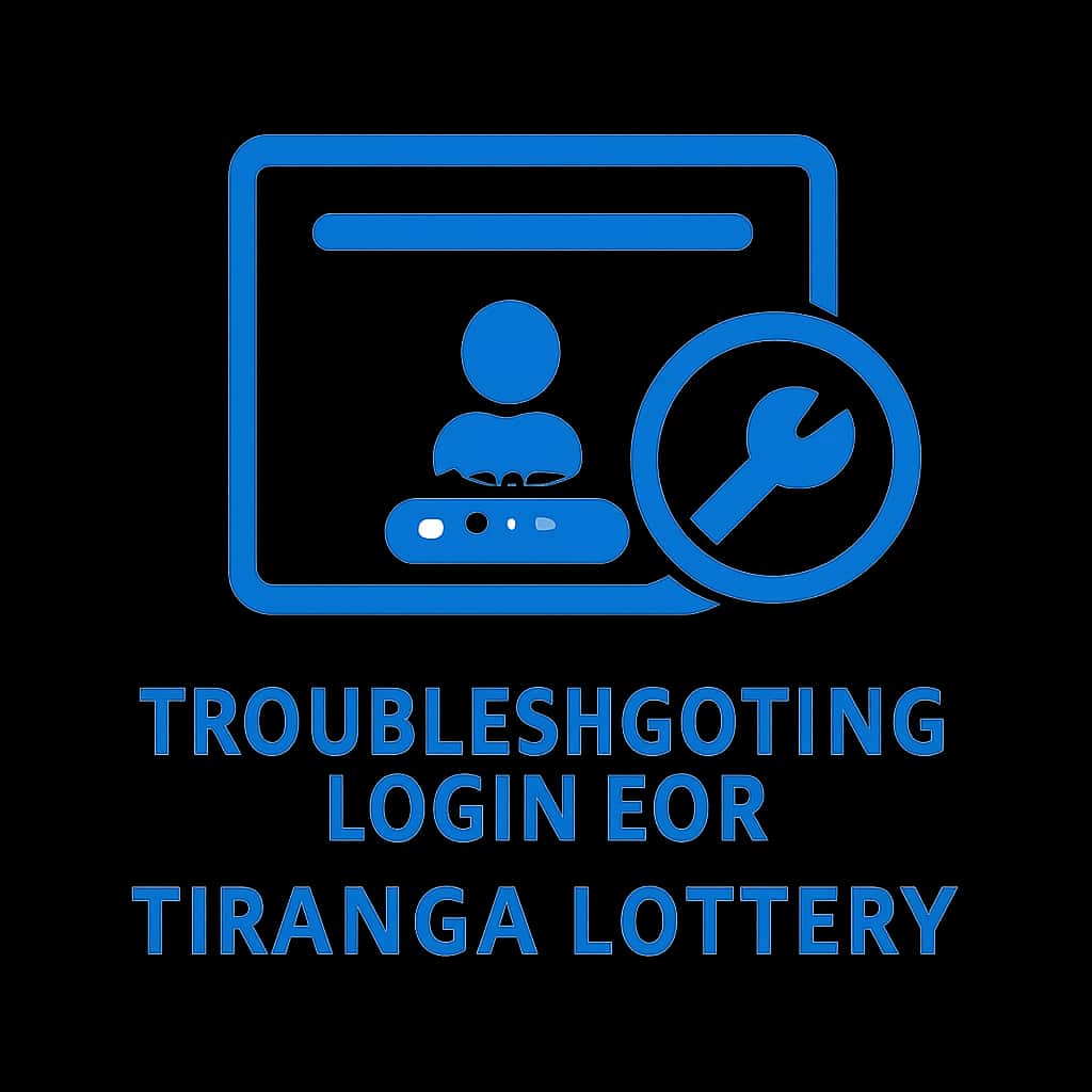 A simple badge illustrating login troubleshooting for Tiranga Lottery.